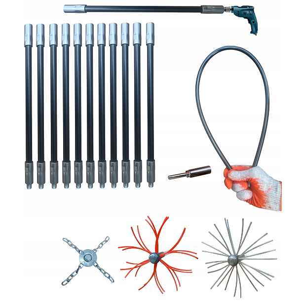 Sada Kartáčů Na Čištění Komína Zespodu Pro Vrtačku 11 M Wawak