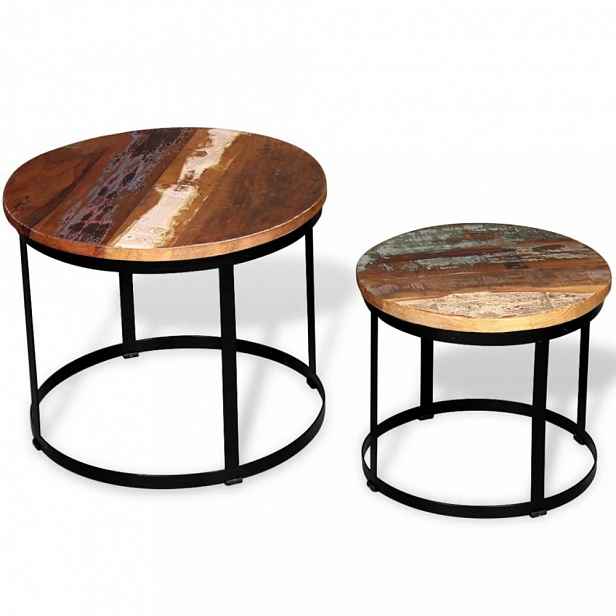 Set konferenčních stolků 2 ks dřevo / kov Dekorhome Recyklované dřevo