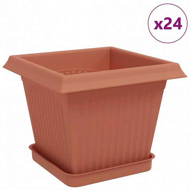 vidaXL Květináče 24 ks Cihlově červená Plast
