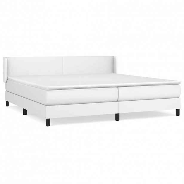 vidaXL Box spring postel s matrací bílá 200x200 cm umělá kůže