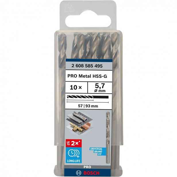 Bosch - Sada vrtáků do kovu, 5,7x93 mm, 10 ks 2608585495
