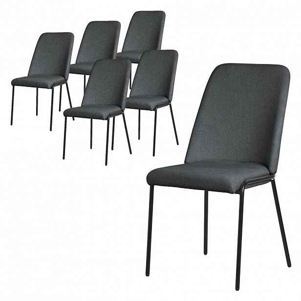 ML-DESIGN JÍDELNÍ ŽIDLE, sada 6 ks, antracitová s látkovým potahem
