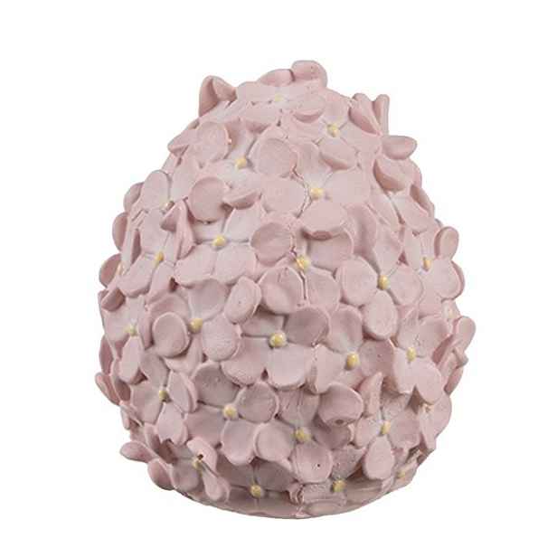 Růžová dekorace vajíčko z květů - Ø 6*7cm Clayre & Eef