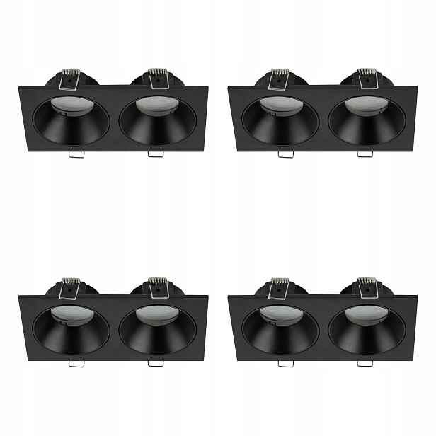 Tk Lighting Sada 4x Zapuštěné svítidlo Kulaté Stropní Svítidlo Spot Černé 2xGU10 IP65