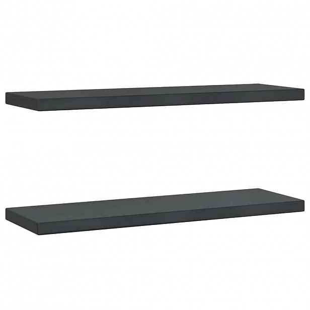 vidaXL Nástěnné police 2 ks 75 x 23,5 cm černé nerezová ocel