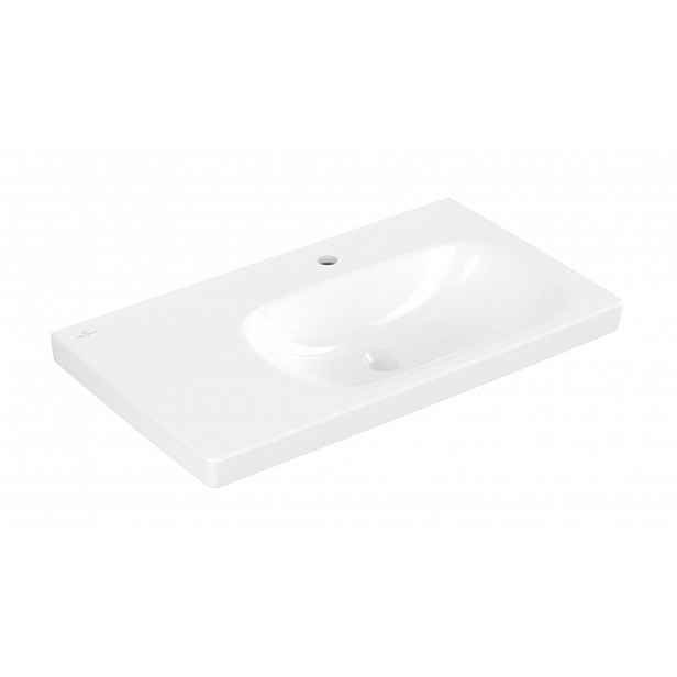Villeroy & Boch Skyla - Umyvadlo 80x46 cm, bez přepadu, otvor pro baterii, CeramicPlus, Stone White 5A52R2RW