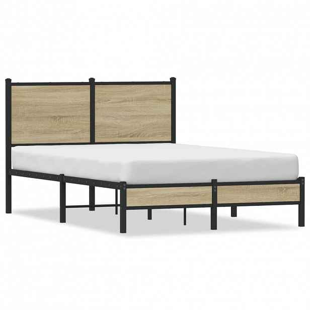 vidaXL Kovový rám postele bez matrace dub sonoma 120 x 190 cm