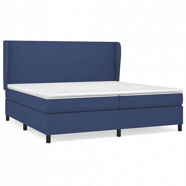 vidaXL Box spring postel s matrací modrá 200x200 cm textil