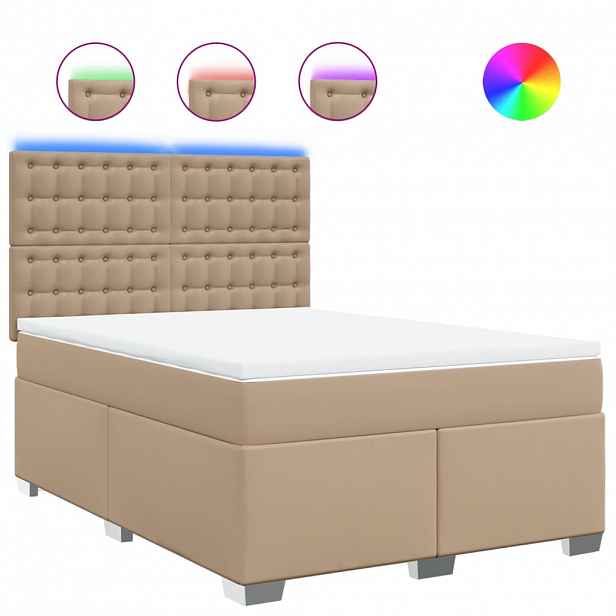 vidaXL Box spring postel s matrací cappuccino 140x200 cm umělá kůže