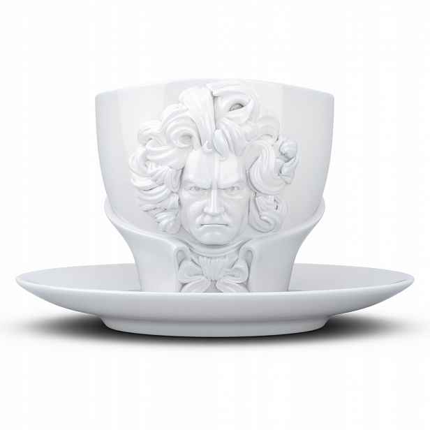 Šálek Fiftyeight Products bílý porcelánový 260 ml 3D Beethoven Tassen