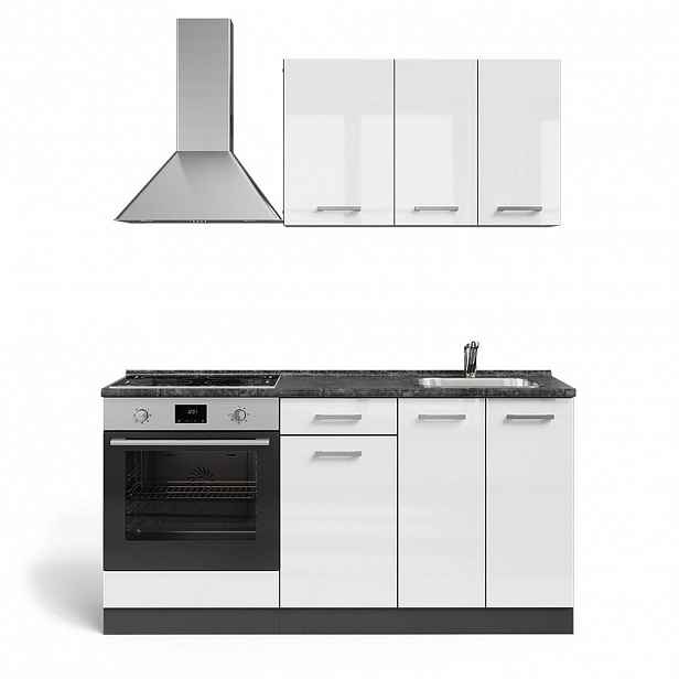 Vicco JEDNOTKOVÁ KUCHYNĚ R-Line Bílý vysoký lesk/antracit 160 cm se skříňkou bez pracovní desky