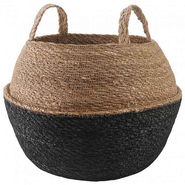 vidaXL Květináč s úchyty Černá Ø 45 x 36 cm 100% mořská tráva