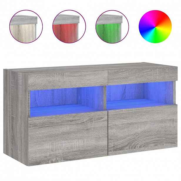 vidaXL Nástěnná TV skříňka s LED osvětlením šedá sonoma 80x30x40 cm