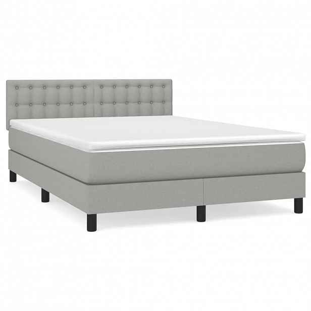 vidaXL Box spring postel s matrací světle šedá 140 x 190 cm textil