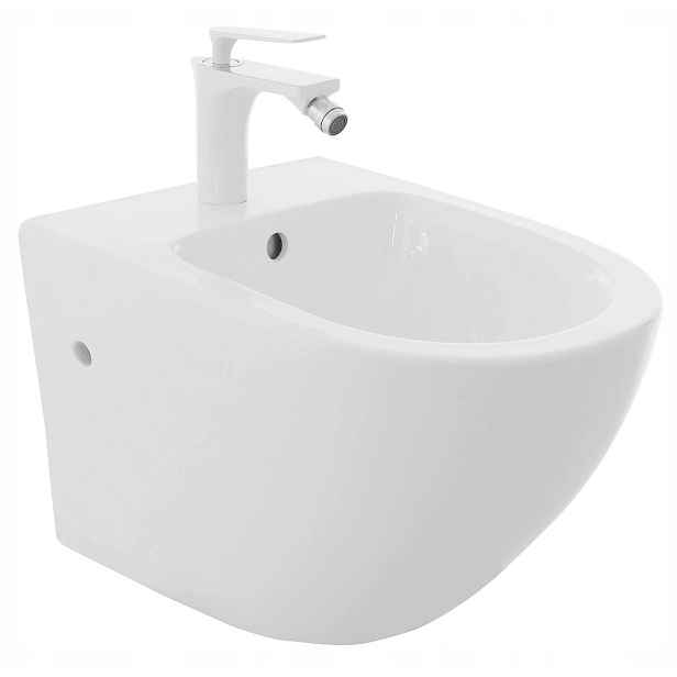Koupelnový Závěsný Bidet Rea Carlo Mini Bílý Oválný Závěsný Bílý