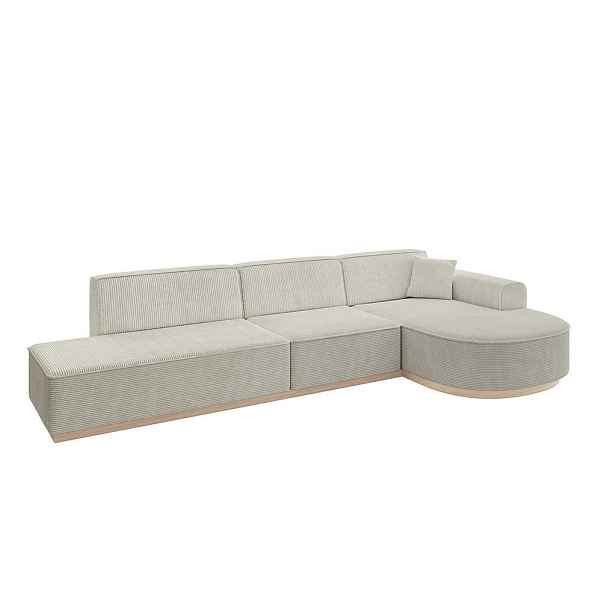 ALTDECOR ROHOVÁ SEDAČKA s otomanem, pravá ARRIO-L2 328x171x83 Krémová Manšestr