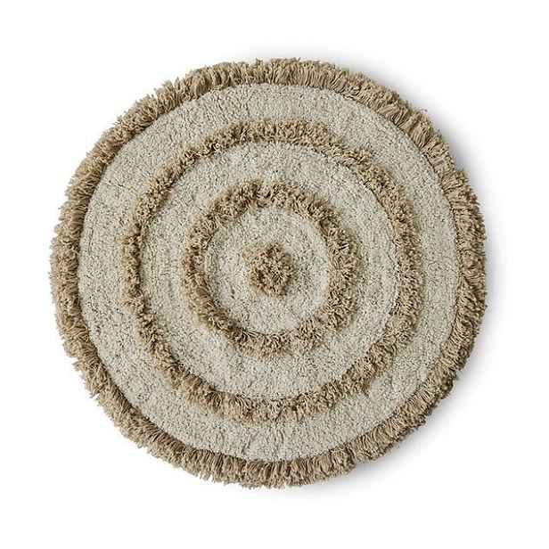 Béžová kulatá bavlněná koupelnová předložka Bath mat - Ø 80 cm HKLIVING