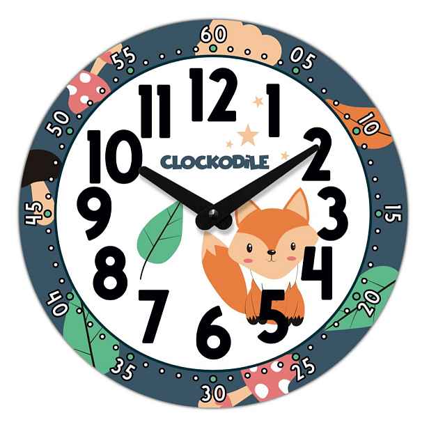 CLOCKODILE Dětské nástěnné hodiny modré s liškou 25cm CCT0031