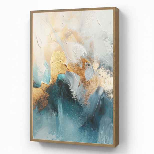 OnlyWow NÁSTĚNNÁ LAMPA S AKUMULÁTOREM Abstraktní - umění - zlatá - modrá 70x100 cm