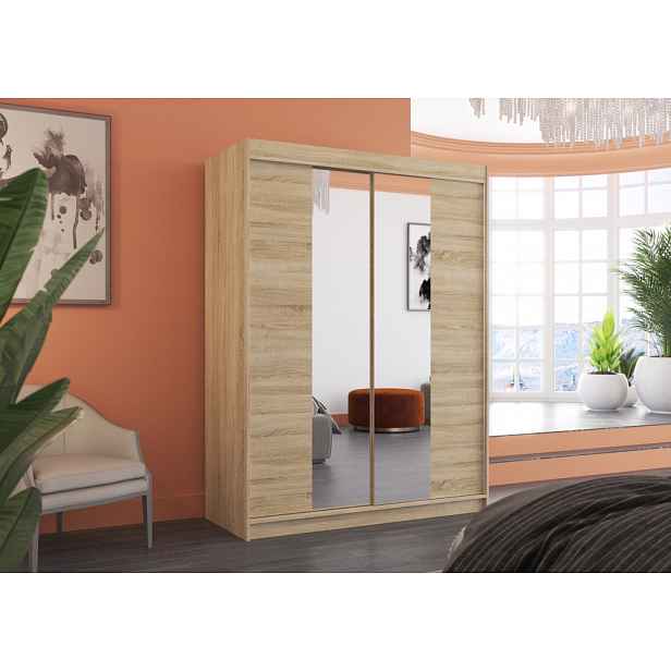 Šatní skříň se zrcadlem 150 cm CAFA - dub sonoma