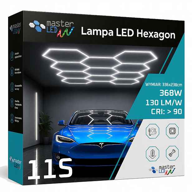 Šestihranné Led světlo 336x238 cm stropní panel osvětlení pro garáž dílnu
