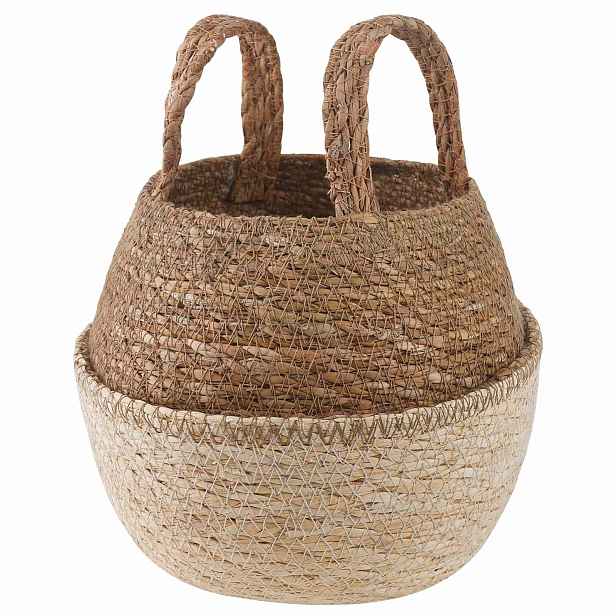 vidaXL Květináč s úchyty Bílá Ø 22 x 20 cm 100% mořská tráva