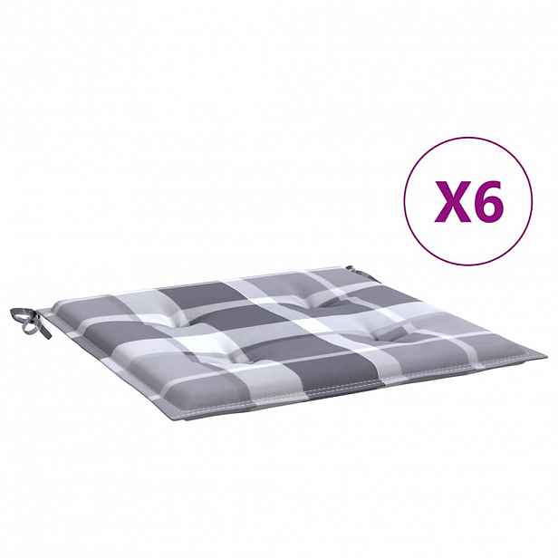 vidaXL Podušky na zahradní židli 6 ks šedé kárované 40x40x3 cm oxford
