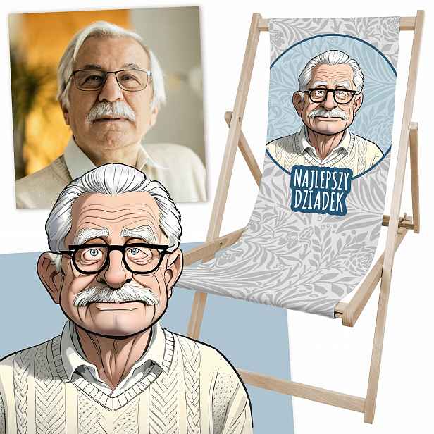 Zahradní Lehátko Dárek Ke Dni Dědečka S Vlastním Potiskem Karikatura