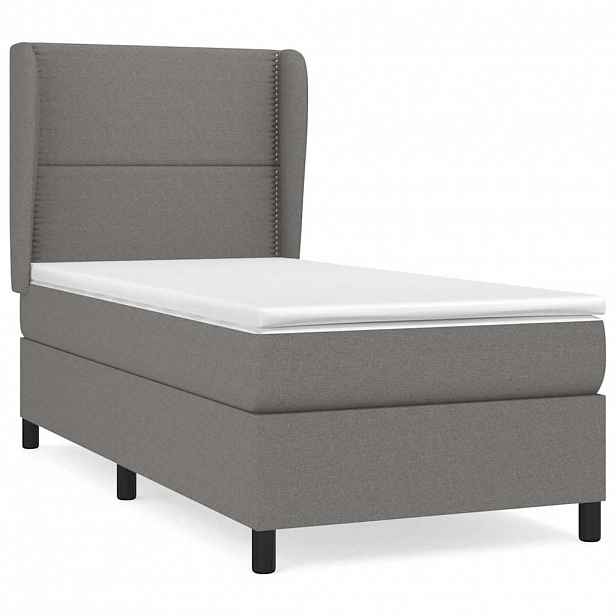 vidaXL Box spring postel s matrací tmavě šedá 90x190 cm textil