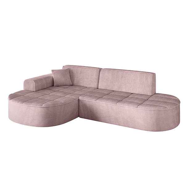 ALTDECOR ROHOVÁ SEDAČKA s otomanem, levá TARO-L1 243x171x79,5 Růžová Manšestr
