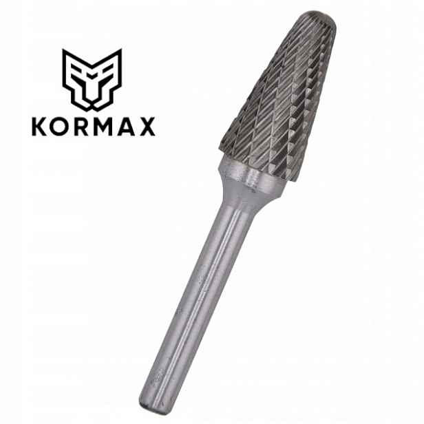Fréza 16mm rotační pilník kuželový zaoblený 16x33x77x6 z karbidu Kel Kormax