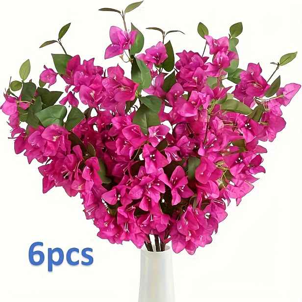 TEMU 6 ks Látkové Bougainvillele Umělé Květiny Stémy - Dlouhé Stémy Umělé Květiny, Simulovaná Falešná Bougainvillele Hroznová Lípa, Používá se pro