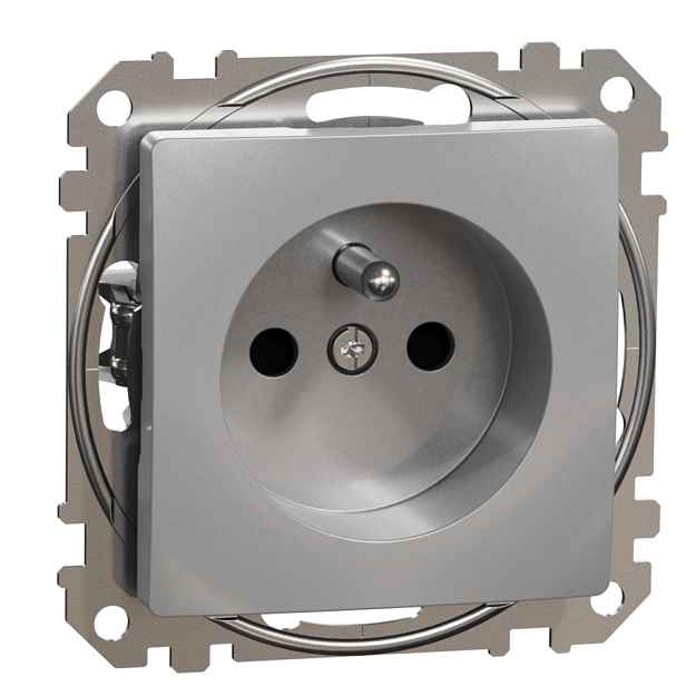 Zásuvka 230 V jednonásobná Schneider Sedna Design aluminium