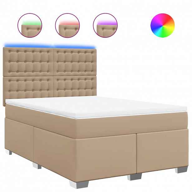 vidaXL Box spring postel s matrací cappuccino 160x200 cm umělá kůže