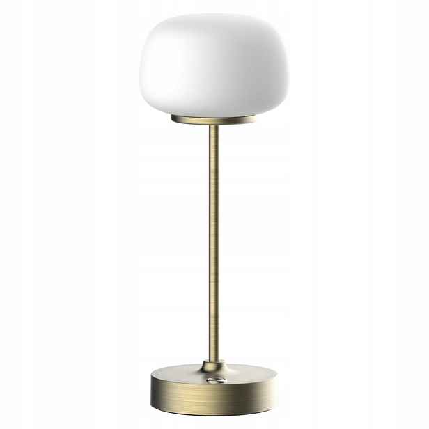 Stolní Led lampa zlatá skleněná bílá akumulátor lampa do ložnice Polux