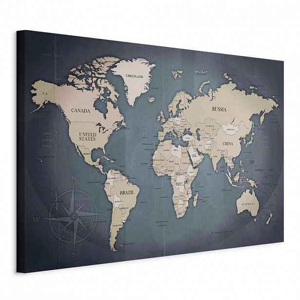 artgeist MALBA NA PLÁTNĚ, mapa světa, 120/80/1,2 cm