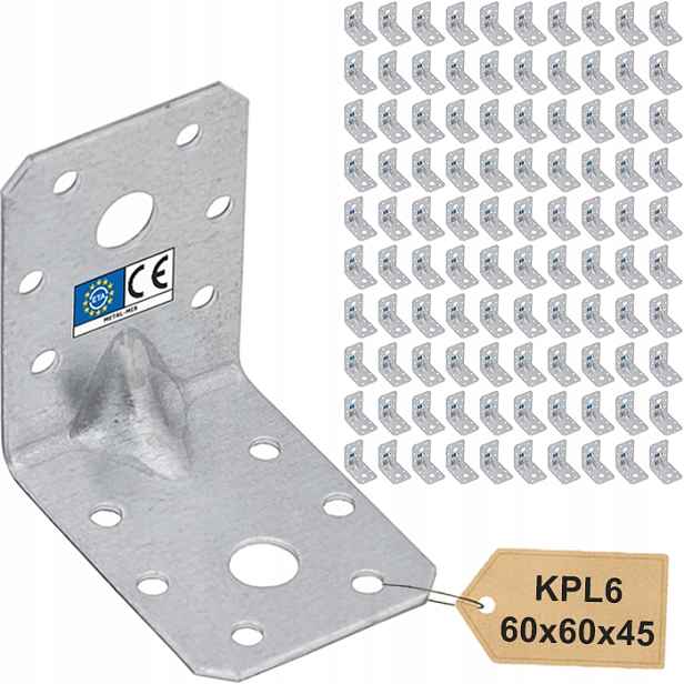 KPL6 Montážní Tesařský Úhelník S Prolisem 60x60x45x2 100kusů