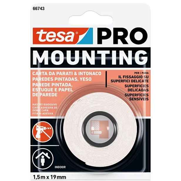 Páska oboustranná Tesa PRO Mounting na tapety a omítky 19 mm/1,5 m bílá