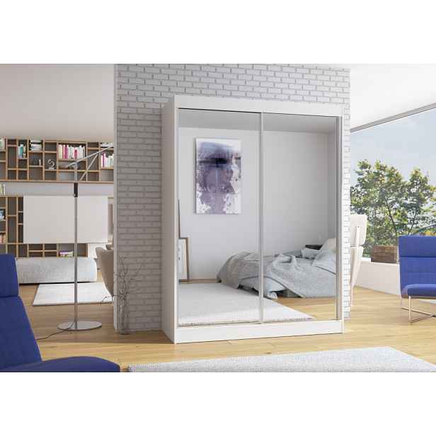 Šatní zrcadlová skříň 150 cm DADNA - bílá
