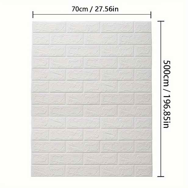 TEMU 1 role samolepicí 3D trojrozměrné XPE tapety (tloušťka 3 mm) - samolepky na zeď s pěnovým cihlovým vzorem, dekorativní samolepky, vhodné pro
