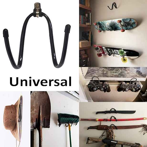 TEMU Univerzální závěsný úložný regál s nastavitelným hákem, ideální pro držáky skateboardů, kytar, longboardů a snowboardů. Snadná instalace a