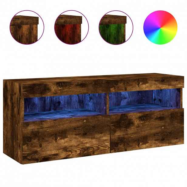 vidaXL Nástěnná TV skříňka s LED osvětlením kouřový dub 100x30x40 cm