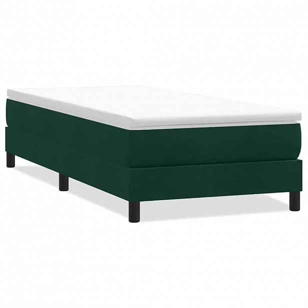 vidaXL Postel Box Spring bez matrace tmavě zelená 80x210 cm samet