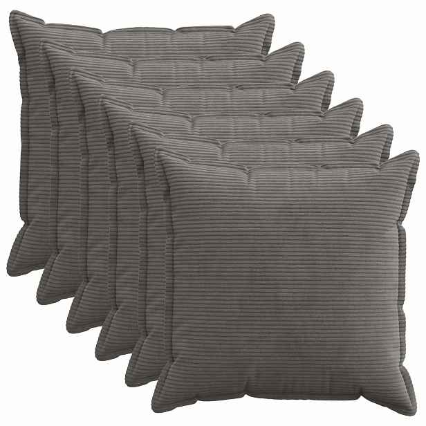 vidaXL Povlak na polštář 6 ks HOUTEN Tmavě šedá 70 x 70 cm manšestr