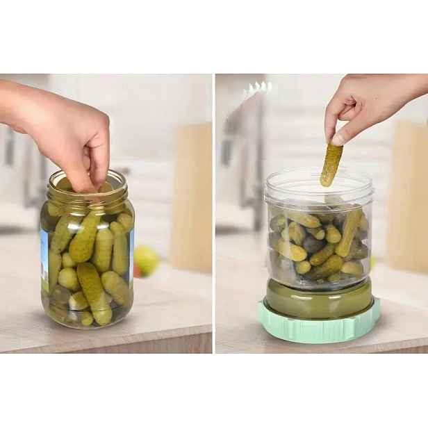 Nádoba na okurky a zavařeniny s oddělovačem nálevky vidlička bílá