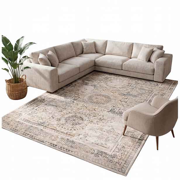 Koberec Vlněný do obývacího pokoje 160x230 Elegantní Přírodní Pevný Teplý Odolný