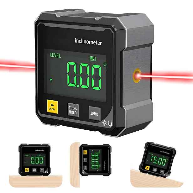 Magnetický Digitální Úhloměr S Laserem Pro Opracování Dřeva A Stavebnictví