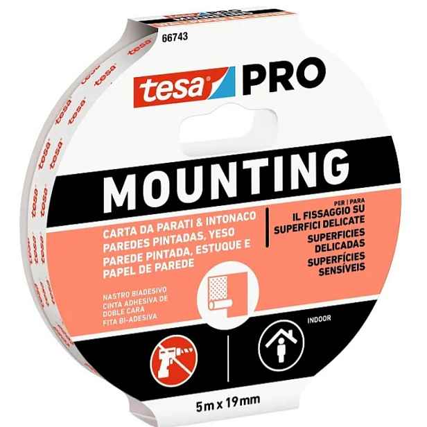Páska oboustranná Tesa PRO Mounting na tapety a omítky 19 mm/5 m
