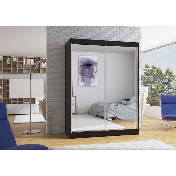 Šatní zrcadlová skříň 150 cm DADNA - černá
