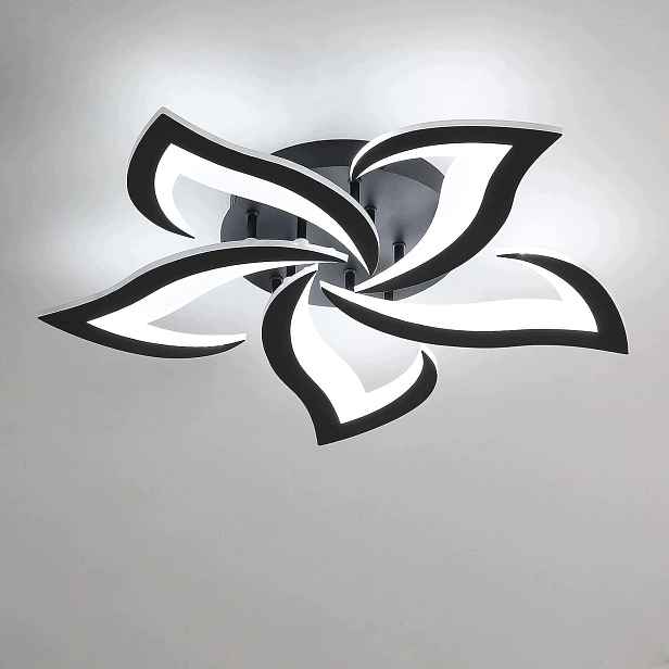 Stropní Led lampa, černá, 60 W, 6500 K, akrylová, květinový design, Led